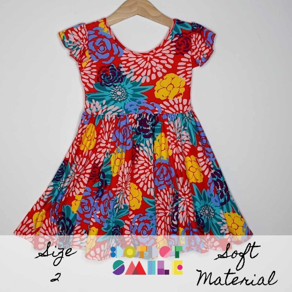DotDotSmile Size 2t Empire Dress - NWT Red Abstract Floral